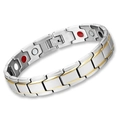 Heren magnetische armband van titaniumstaal in zilver- en goudkleurige afwerking - Heren Zilver & Goud