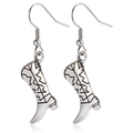 Boucles d'oreilles bottes de cowboy argentées style punk rétro avec finition métal - Style Botte de Cowboy (ZW730)