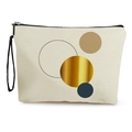 Off-white canvas makeup bag with minimalist geometric circles and black strap - Geometric Rings (Style 6)