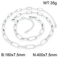 Silver mixed-link paperclip and twisted chain set with technical size specifications - Bracelet / Steel