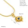 18K gold plated stainless steel sunburst tarot necklace with a blue crystal center - Blue Zirconia Sunburst Pendant (ZYG1615)