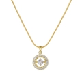 Elegant gold pendant necklace featuring a sparkling dancing stone and white cubic zirconia - Dancing Round Stone Style (MY2495-5)