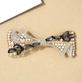 Elegant gold hair clip with white pearls, black crystals and sparkling rhinestones - Qing Ni Graphite Black