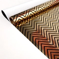 Black chevron wave pattern on premium gold foil metallic gift wrapping paper roll - Black and Gold W Stripes
