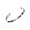 Inspirational stainless steel arrow bangle with engraved message and crown motif - Daughter Steel Color (B1004)