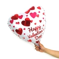Palloncino a cuore bianco con cuori rossi e scritta Happy Valentine's Day - Stile Piccoli Cuori Base Bianca Cuori Rossi