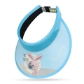Hellblauer Kinder Sonnenschirmhut mit süßem Hasen-Cartoon und verstellbarem Band - Hellblau
