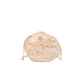 Beige acrylic shell clutch bag with stylish white textures and gold chain strap - Khaki