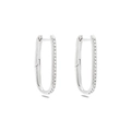 Eleganti orecchini a cerchio rettangolari in argento con pavé di zirconi - Pavé di Zirconia Forma a U Argento (JQH0401-SS)