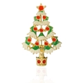 Christmas tree brooch in gold metal with green and white enamel finish - Christmas Tree