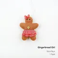 Gingerbread girl felt ornament with red plaid bow and skirt for Christmas tree DIY decor - Gingerbread Girl