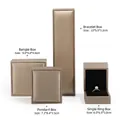 4-piece brushed champagne PU leather jewelry gift box set for rings and necklaces - Gold (Velvet Interior)