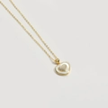 Collana con cuore in madreperla placcata oro 14K e zirconi con catena dorata - Cuore Classico