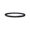 Minimalist 4mm polished black agate beaded bracelet with a glossy finish for women - Shiny Black Beads