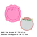 Pink silicone round flower frame mold for fondant and chocolate cake decoration - 2# Round Floral Frame / Pink