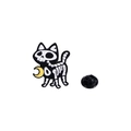 Halloween black cat skeleton enamel pin with crescent moon and rubber clutch back - Moon Skeleton Cat (CZ0798-4)