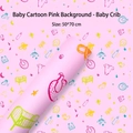 Pink cartoon baby gift wrapping paper with crib and star patterns, size 50x70 cm - Pink - Crib