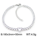 Silver-tone heart tennis bracelet with round cubic zirconia and lobster clasp - Steel/White (KB168997-Z)