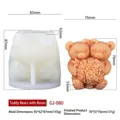 DIY silicone mold for romantic bear couple holding roses, size 85x62x87mm candle mold - Bear Holding Rose GJ-080
