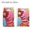 Set of 10 donut themed party gift bags with handles and colorful pastry patterns - Donut