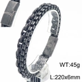 Men's vintage double-layer titanium steel bracelet in charcoal black finish, 220mm - Double Layer Box and Round Link Chain (KB186852-KFC)