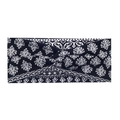 Elastisches dunkelblaues Paisley-Yoga-Stirnband mit Knoten-Design und rutschfestem Material - Schwarze Blattblüte