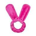 Coletero con orejas de conejo en felpa rosa con textura suave y diseño adorable - Rosa Fuerte (Bolsa OPP)