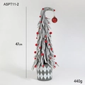 Miniature flocked Christmas tree with red berries in a grey patterned pot, 47cm tall - 47CM Red Berries Snow Tree