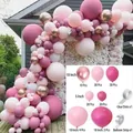Pink balloon arch kit with metallic and pastel latex balloons for party decoration - Rose Red Set 02