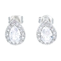 Eleganti orecchini a lobo con zircone a goccia e finitura in argento scintillante - Argento