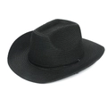 Primo piano dettagliato che mostra la trama fine della paglia e la corda del cappello nero - Nero