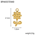 Especificaciones detalladas de tamaño del colgante de flor en acero inoxidable dorado - Flor Dorada con Hojas BP44357DW0