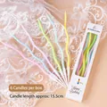 Set of 6 wavy rainbow spiral candles in pink and blue colors for birthday cake decor - Curved Rainbow Candle / 6Pcs/Set / Colorful
