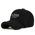 Casquette de baseball noire en laine d'agneau avec broderie dorée PARIS ORIGINAL et visière - Noir