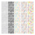 0,5-Zoll Alphabet- und Zahlenaufkleber-Set mit 15 Blättern in bunten Farbschemata - Gemischte Farben(P29)
