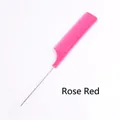 Pettine professionale a coda color rosa rosso con denti in plastica e punta in acciaio - Rosa Rossa