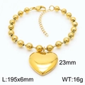 Gold stainless steel beaded heart pendant bracelet with size and weight specifications - Gold Bracelet (KB167286-Z)