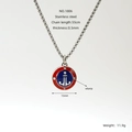 Stainless steel nautical compass anchor pendant necklace with red and blue enamel finish - Red Blue Anchor Compass Style (ZYS1806)