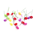 Colorful mini mushroom Christmas tree ornaments with flexible green wire stems - Multicolor