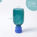 Green and blue colorblock borosilicate glass cup with heat-resistant wave base - 350ml / Dark Green & Blue Contrast-Ball Base