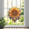 Colgante de ventana de girasol en acrílico con pétalos naranja y cadena plateada - 9cm / Estilo 1