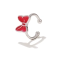 Polsino per orecchio con fiocco d'argento e smalto rosso con micro-intarsio di zirconi - EGJ0138 Argento Fiocco Rosso