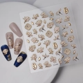3D embossed nail decals with gold foil cranes and white magnolia flowers design Co-049 - White Magnolia and Crane Style (CO-049)