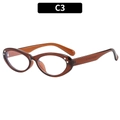 Montatura occhiali cat-eye ambra retrò con cuori argentati, codice colore C3 - Tè Scuro
