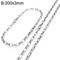 Bracciale a catena rettangolare 3mm in acciaio inossidabile argento con chiusura - Collana 45cm / Colore Acciaio 3 mm (Fibbia Quadrata)