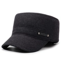 Cappello militare invernale grigio scuro con paraorecchie e dettagli in metallo - Regolabile / Nero