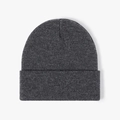 Classic dark grey double-layered thermal knit beanie with a folded cuff for winter - 4-Seam Dark Heather Grey