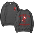 Dunkelgraues Sweatshirt mit Kirsch-Lippen-Print auf Vorder- und Rückseite - S / Dunkelgrau