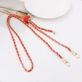 Adjustable red leather woven gold chain strap with metallic ball slider for crossbody bags - Red Leather Light Gold Chain + Red Ball