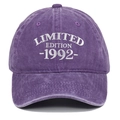 Vintage purple washed cotton baseball cap with Limited Edition 1992 embroidery design - Purple